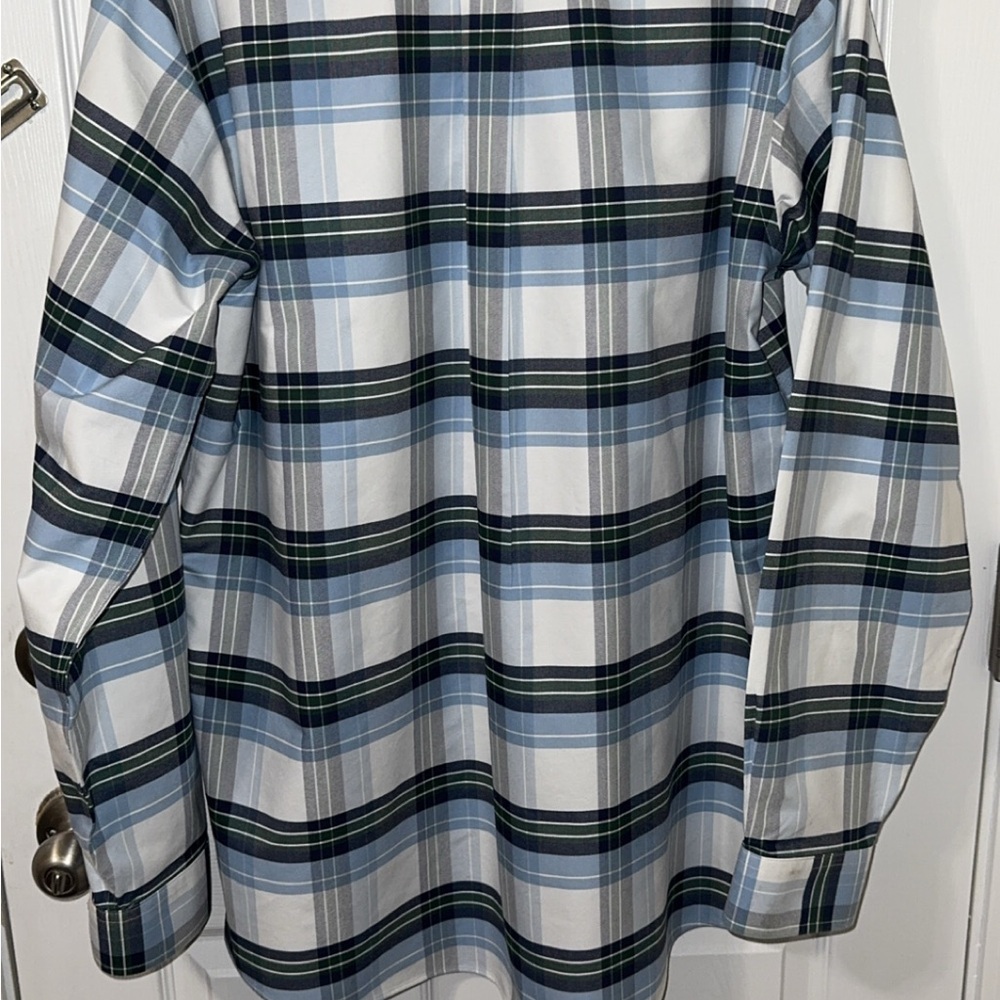 L.L. Bean Men's Blue and Black Plaid Button-Down Shirt - Picture 2 of 3